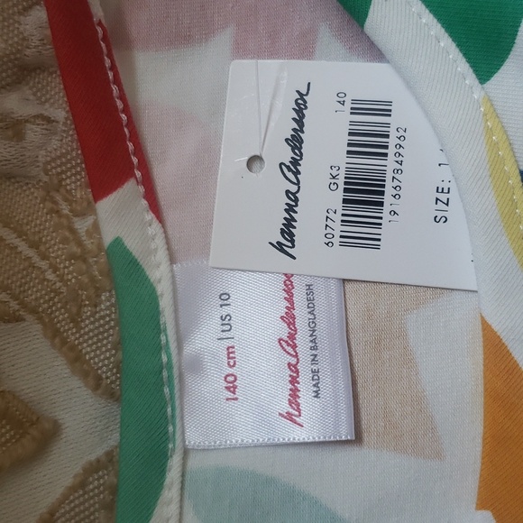 Hanna Anderson multicolor sleeveless line A new girls dress with pockets size 10 - Picture 6 of 6